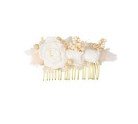 PEIGNE FLEURS SÉCHÉES GAIA ROSES BLANCHES 12X5CM