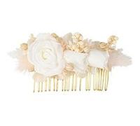 peigne fleurs séchées gaia roses blanches 12x5cm - artifetes 93851 Blanc G