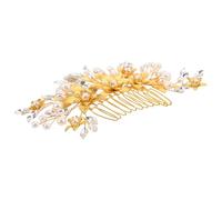 Peigne Latéral pour Cheveux Femme, Fleur Artisanale en Alliage | Or, Perles et Cristal, Style Élégant Vintage, pour Mariées et Demoiselles D’honneur Lors D’événements Formels