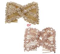 Peigne latéral pour cheveux torsadés faits à la main - Perles de losange - Pour femme - Style extensible - Double clip - Épingles à cheveux - Queue de cheval - Chignon