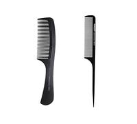 Peigne Lissant Peigne de coiffure 2 pièces ensemble peignes à cheveux dents fines, peigne for longs et raides bouclés, noir 4