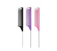 Peigne Lot de 3 peignes en acier inoxydable résistants aux fibres for la coiffure Salon de Coiffure(3pcs BlackPurplePink)