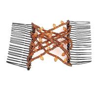 Peigne Magique, Peigne à Cheveux avec Perles en Cristal, Perles de Feuilles élastiques, Accessoires de Cheveux de Style Vintage pour Femmes, de Durables, Style Facile, pour Elle (Café)