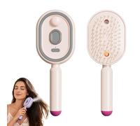 Peigne Massage à Coussin d'air et Spray électrique, Peigne de Massage Electrique, Brosse Lissante Cheveux avec Nano Mist, Outil De Coiffure Portable sans Fil (Rose)