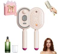Peigne Massage à Coussin D'Air Et Spray Électrique, Peigne Démêlant Cheveux et Massage Cuir Chevelu, Lisseur Vapeur Portable Anti-Frisottis pour Tous Types de Cheveux (Rose)