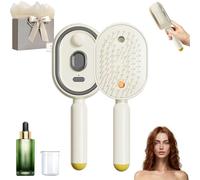 Peigne Massage à Coussin D'Air Et Spray Électrique, Peigne Démêlant Cheveux et Massage Cuir Chevelu, Lisseur Vapeur Portable Anti-Frisottis pour Tous Types de Cheveux (Beige)