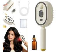 Peigne Massage à Coussin D'Air Et Spray éLectrique, Portable Cordless Tool for Smoothing Styling & Frizz Control, Air Cushion Massage One-Click Self-Cleaning Comb (Beige)
