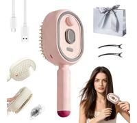 Peigne Massage à Coussin d'Air et Spray Électrique pour Cheveux | Brosse Vapeur Rechargeable, Peigne Électrique Massant pour Réduire des Frisottis et Démêlage (1PCS-Rose)