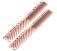 Peigne Métallique pour Hommes, Peigne de Coiffeur en Acier Inoxydable 2pcs Professionnel avec Dents Denses et Clairsemées 20 X 2,8 Cm pour le Salon et la Maison Rose Or