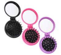 Peigne Miroir Rond 3 Pièces, Peigne Pliant, Peigne Portable, Peigne À Coussin D'Air En Plastique, Mini Peigne, Outils De Coiffure