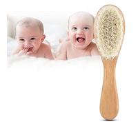 Peigne naturel en cheveux de chèvre, doux soin massage tête bébé avec manche bois pour brossage nourrisson