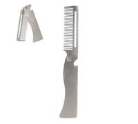 Peigne pliable, brosse de coiffage de poche en acier inoxydable, fer à lisser compact, outil de toilettage robuste pour barbe et moustache, brosse à cheveux de voyage portable pour soins capillaires
