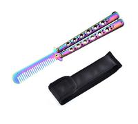 Peigne pliable en acier inoxydable, 1 pièce, couteau papillon d'entraînement à la pratique, brosse à Moustache pour barbe, outil de coiffure