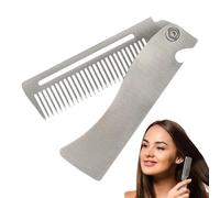 Peigne pliable en acier inoxydable - Brosse à cheveux compacte pour homme - Lisseur de cheveux pour le toilettage quotidien - Outil de coiffure de barbe et moustache