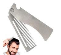 Peigne pliable en acier inoxydable pour homme, brosse à cheveux de poche pour homme, lisseur pour le toilettage quotidien et le coiffage, idéal pour la barbe, la moustache et le soin des cheveux, 20 x