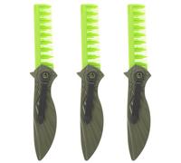 Peigne Pliant Plastique Vert Dents Larges, 3 Pièces, pour Hommes