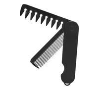 Peigne Pliant Portable Noir en Plastique, Large Dents, Voyage | Format Poche Discret, Cover Protecteur Rabattable, Soin des Cheveux Épais et Moustache, Élégant Unisexe