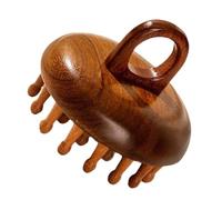 Peigne portable en bois de santal - Masseur de tête en bois - Brosse pour cuir chevelu avec 28 dents - Outil de soulagement de la pression douce - Finition naturelle polie - Peigne de massage