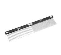 Peigne pour animaux de compagnie 3 couleurs en acier inoxydable peigne Chien Chat peigne en poil anti-statique chute de peigne de toilettage brosse avec différentes dents arrondies espacées(Noir)