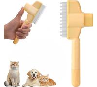 Peigne pour Chat, Brosse Pour Chats Et Brosse à Chien,Peigne D'épilation Animaux Compagnie, Brosse de Toilettage avec Bouton Déverrouillage, Peigne anti-puces pour cheveux longs et courts