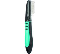Trixie Couteau à tondre 2361 – lame fine inox, manche caoutchouté pour droitiers 19 cm noir/bleu