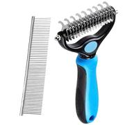Peigne pour chien pour nœuds, peigne pour enlever les nœuds, peigne double face pour enlever les poils d'animaux - Peigne de toilettage en acier droit avec denture dense pour chiens à poils longs