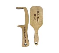 Peigne pour homme chauve, blague pour perte de cheveux, brosse de peignage amusante en bois et peigne sans dents pour amis avec cheveux clairsemés ou calvitie pour cheveux ondulés (marron, taille