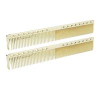 Peigne Professionnel pour Hommes, Peigne Coiffeur en Acier Inoxydable 2pcs, Dents Denses et Clairsemées, Salon Maison, Peigne Métallique, 20 X 2,8 Cm, GOLD