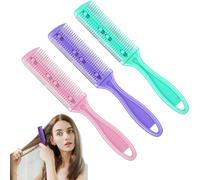 Peigne Rasoir Pour Cheveux, 3 Pièces Peigne Effileur, Coupe Fourche Cheveux, Ciseaux Coiffure Desepaississant Cheveux, Peigne Coupe Cheveux Femme, Lame Acier Inoxydable Pour Coiffure Diy