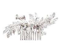 Peignes à cheveux de mariage, accessoires mariée for femmes, bijoux couleur argent, perle strass, tête(Black)