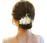 Peignes à cheveux en métal à fleurs pour mariage, coiffe de mariée, épingles à cheveux, épingles à cheveux, accessoires de cheveux pour femmes, filles, mariées, demoiselles d'honneur (blanc, taille