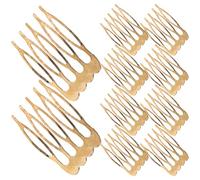 Peignes à Cheveux Latéraux à 5 Dents, Métal Doré, 10 Pcs | Fixation Multi-Points, Reste en Place Toute la Journée, pour Cheveux Fins, Chignons et Bureau