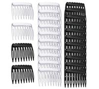 Peignes à cheveux latéraux - Peignes à cheveux latéraux - Accessoires pour femme - Peignes décoratifs noirs et transparents pour un coiffage quotidien, voiles de mariage