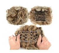 Peignes à chignon pour femme - Extensions de queue de cheval à clipser pour femme - Extensions de cheveux bouclés et désordonnés - Postiche synthétique - Chignons faciles à étirer - Couleur : 22H61