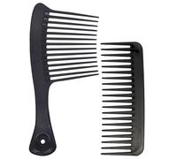 Peignes à Dents Larges Noir pour Cheveux Bouclés, Lot de 2 | Résine, Usage Maison Bain, Réduit la Traction, Limite la Casse, pour Soin Démêlant