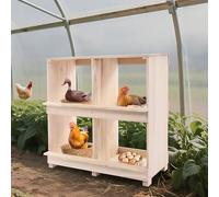 Peignes à poules en bois à 4 trous - Nichoir à 2 étages pour poules avec 4 compartiments séparés - Pondoir au sol pour poulailler intérieur