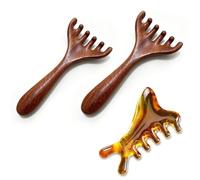 Peignes De Massage De Tête Multifonctionnels 3 Pièces, Dragage Méridien, Grattoir De Dos Portable, Outils De Thérapie De Tête De Santé, Corps Et Esprit Relaxants.