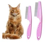 Peignes détachants pour animaux de compagnie, peigne pour visage de chien avec dents fines pour enlever en douceur les taches de croûte, de mucus et de déchirures, peigne anti-puces 2 en 1 pour le