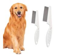 Peignes détachants pour animaux de compagnie, peigne pour visage de chien avec dents fines pour enlever en douceur les taches de croûte, de mucus et de déchirures, peigne anti-puces 2 en 1 pour le