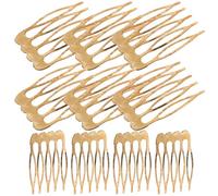 Peignes Latéraux à Cheveux en Métal Doré, Lot de 10 Pièces | Dents Arrondies à Cinq Branches, Finition Lisse Polie, Fixation Multipoint, pour Chignons et Tresses