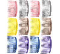 Peignes Latéraux de Coiffure 12 Pièces, Plastique Mat 8cm 16 Dents | Style Élégant, Résine et Plastique, pour Tous Types de Cheveux, Aide au Coiffage et Limite la Casse Couleur Aléatoire