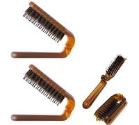 Peignes pliants de voyage, lot de 2 peignes compacts en soie naturelle de sanglier et aiguilles en nylon pour tous les types de cheveux - épais, épais, crépus - Restaurez l'éclat des femmes et des hom