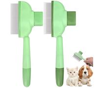 Peignes pour animaux de compagnie Brosse Chien, Chat, Poil Long, Autonettoyante, Poils en Acier et Silicone, Élimine les Poils Morts, Ergonomique, Accessoires Animaux(vert)