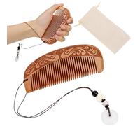 Peignes Travail, Peigne Accouchement Bois Motif Classique Phénix Décoration d'Accouchement Peigne Cheveux Cadeau Grossesse Essentielle pour Nouvelles Mamans, avec Pendentif, Pochette, Boîte