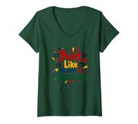 Peignez comme si Personne ne Regarde Une Inspiration T-Shirt avec Col en V, Femme, Vert Forêt, XL