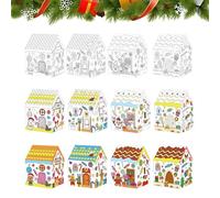 Peignez Votre Propre Maison de Noël | 12 pièces de décoration de Noël, DIY coloriage Maisons de Noël - pour, Adultes, Parents, professeurs d'art, Jardins d', Anniversaire, Jeu