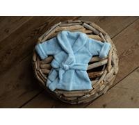 Peignoir À Capuche Avec Ceinture Et Serviette De Bain Pour Bébé,Ensemble De Concombre,Accessoires De Photographie Pour Nouveau-Né - Type Sky Blue