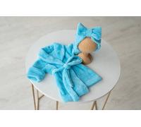 Peignoir à Capuche avec Ceinture et Serviette de Bain pour Bébé,Ensemble de Concombre,Accessoires de Photographie pour nouveau-né - Type dark blue