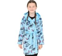 Peignoir à capuche en polaire bleu Lilo et Stitch pour filles, robe pour enfants Disney, bleu, 12-13 ans