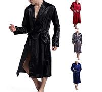 Peignoir à langer en satin pour homme - Léger et ajusté - Col en V - Coupe ajustée - Vêtement d'intérieur classique à manches longues - Peignoir kimono doux et confortable pour la maison et le spa
